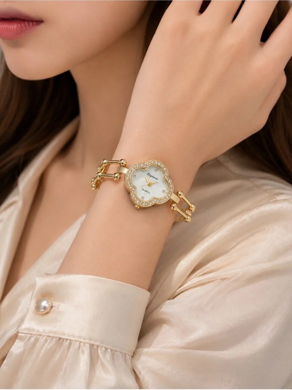 Golden Camellia Jewel Bracelet Watch